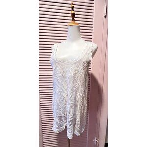 Capri Women's Size L Lace Tank Top Cream Ivory Embroidery Versatile Dressy NICE